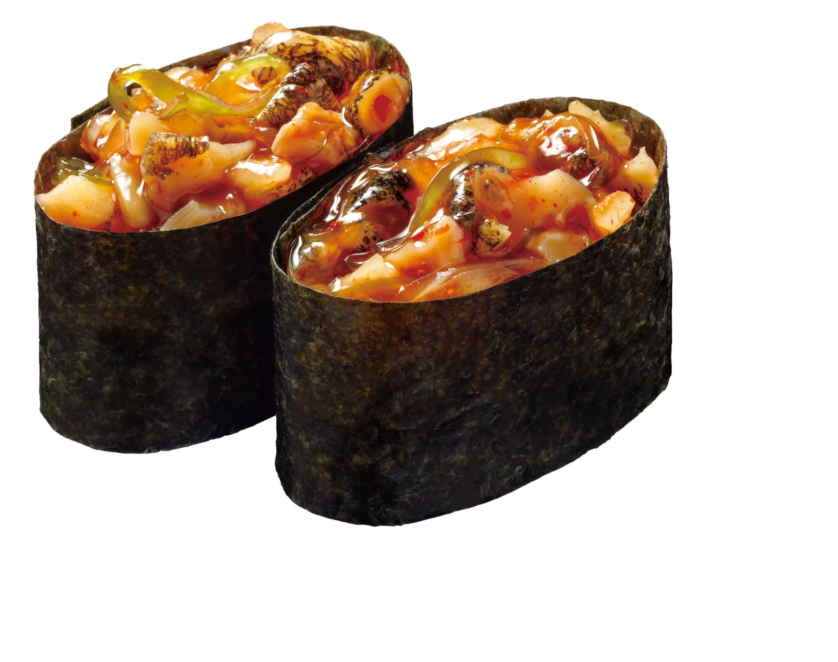 北海道産つぶ貝のキムチ和え軍艦