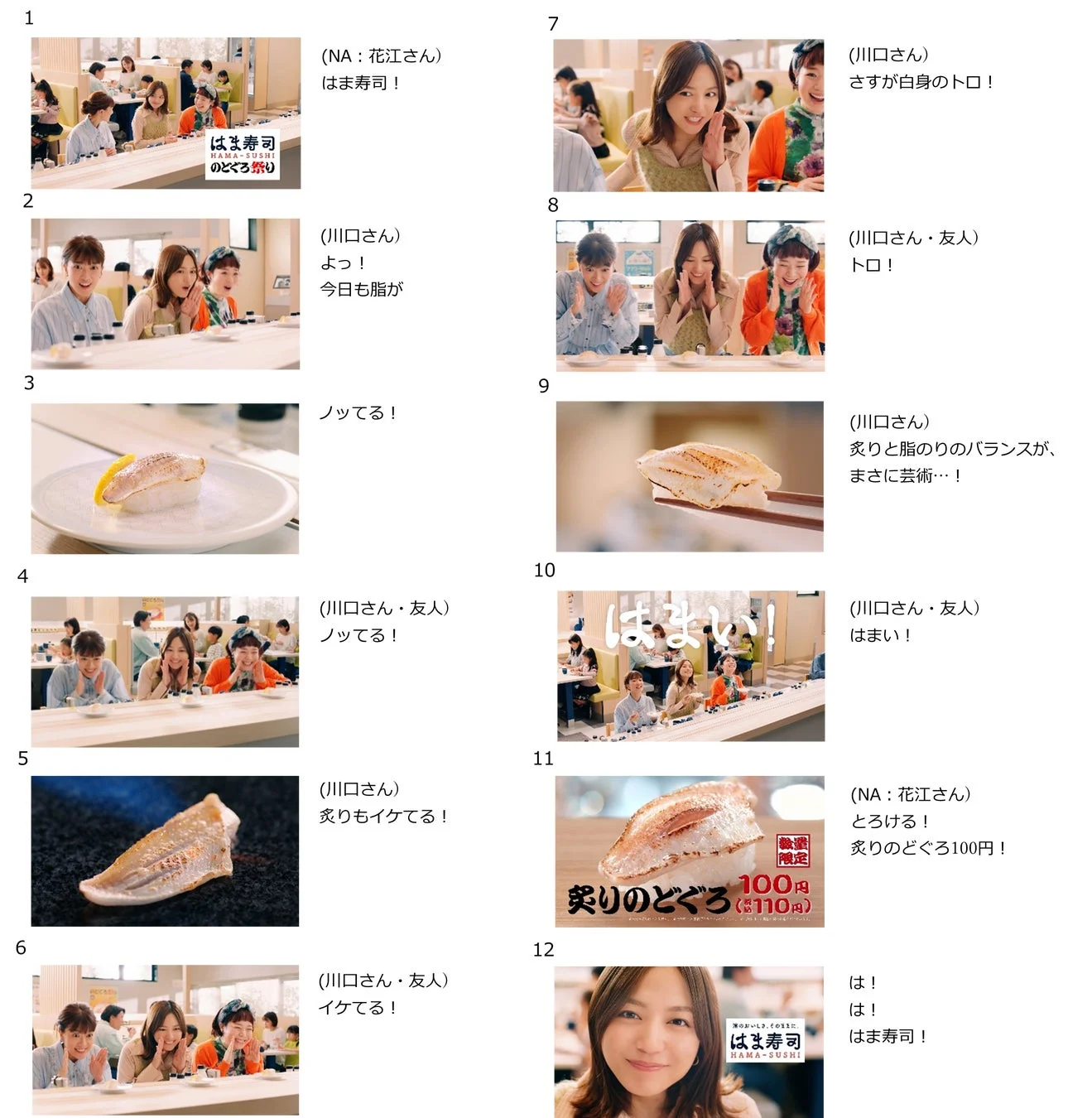 はま寿司新TVCM「のどぐろ祭り はまい!」篇のストーリーボード