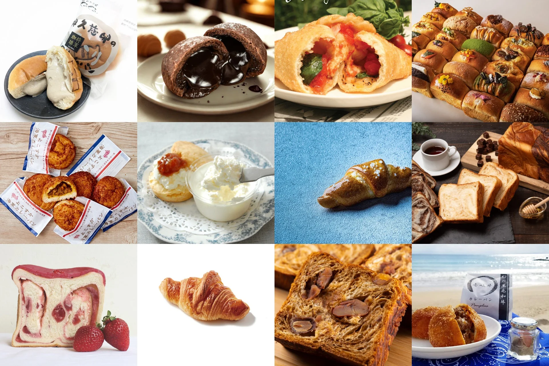 「パンのフェス」に出店する全国の人気パン屋さんの商品が並ぶ賑やかなコラージュ