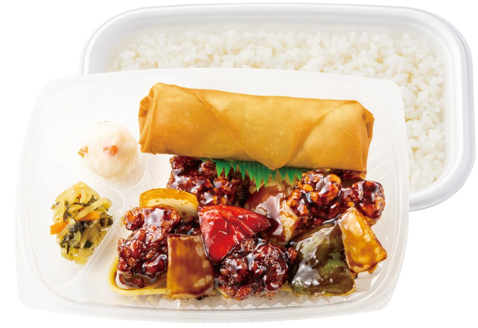 ほっともっと「黒酢酢豚弁当(春巻付き)」