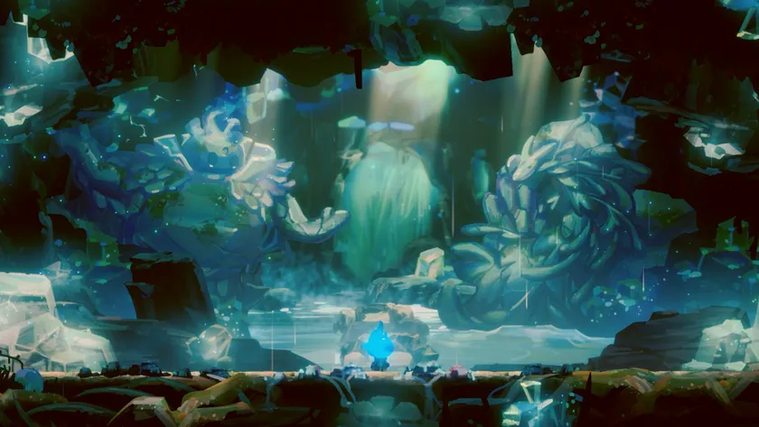 「ソラテリア」の美しい手描きグラフィックが際立つゲーム内画面。