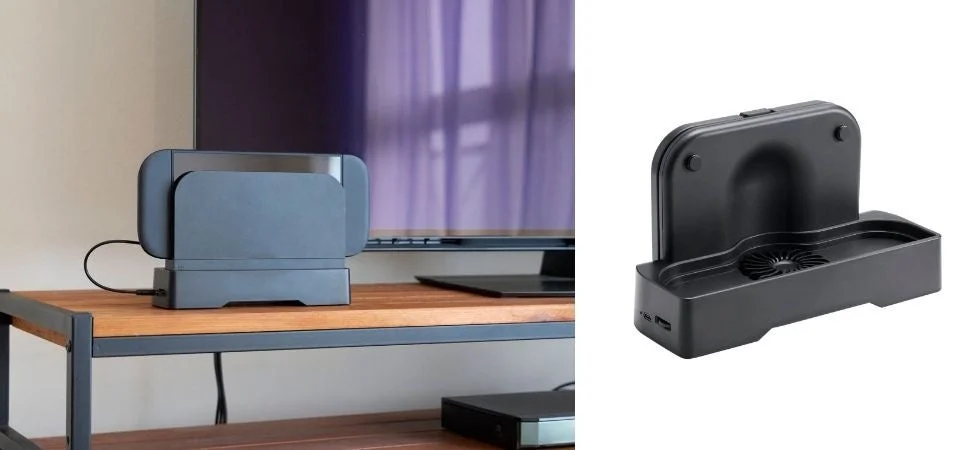 Nintendo Switch 2冷却ファンスタンドの設置イメージと製品外観