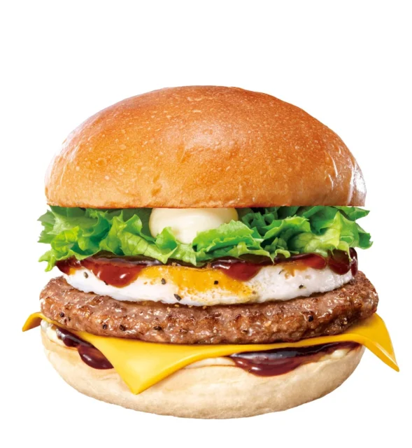 チーズたまてりバーガーのクローズアップ写真