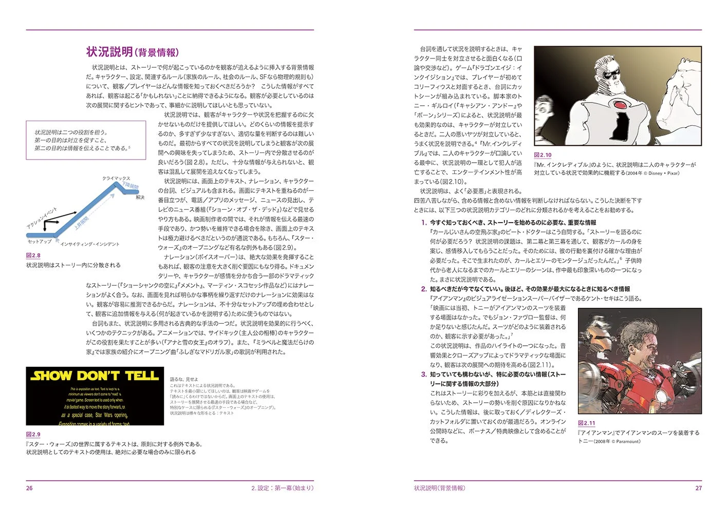 書籍『観客を没入させるストーリー・ストラクチャー』の内部ページ「状況説明」