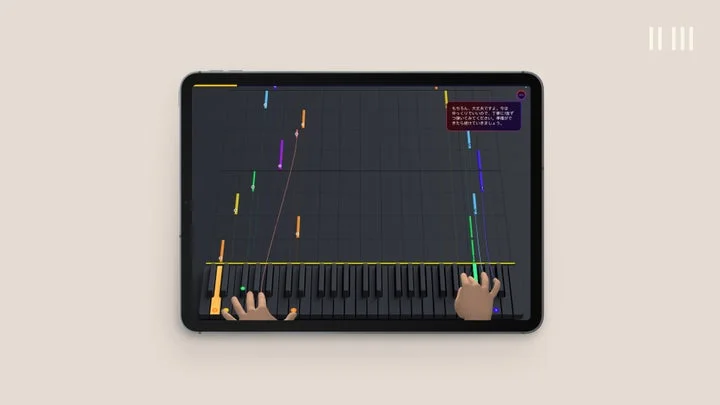 AI Music Coachによる指の動きのリアルタイム解析と演奏ガイド画面