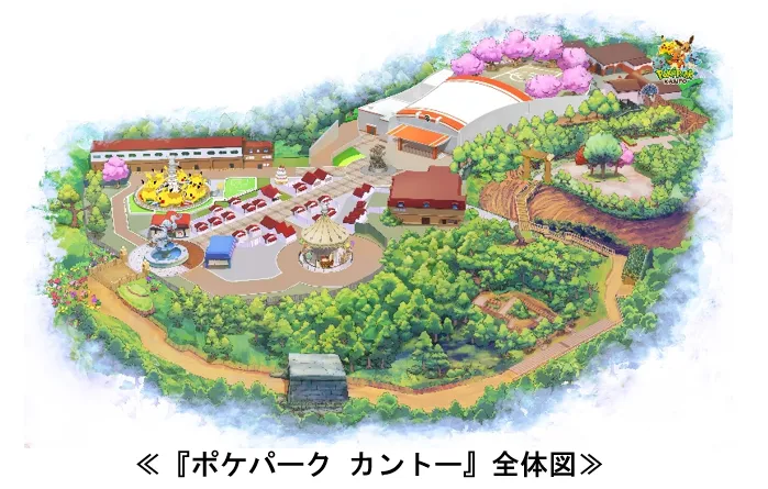 ポケパーク カントー施設の全体マップイラスト