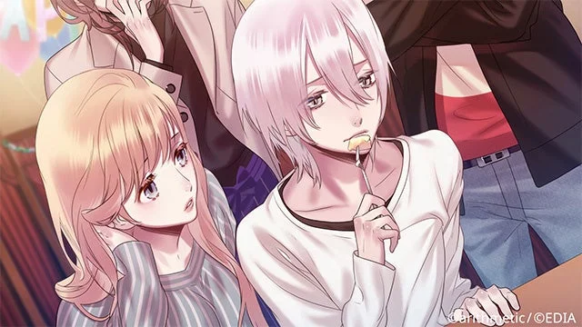 『Blackish House ←sideZ -Retour-』のゲーム画面。複数のキャラクターが会話するイラスト。