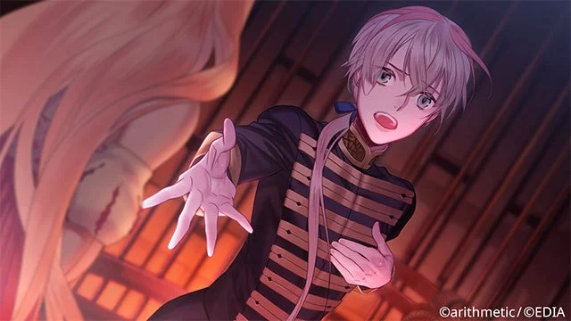 『Blackish House ←sideZ -Retour-』のゲーム画面。手を差し伸べる男性キャラクター。