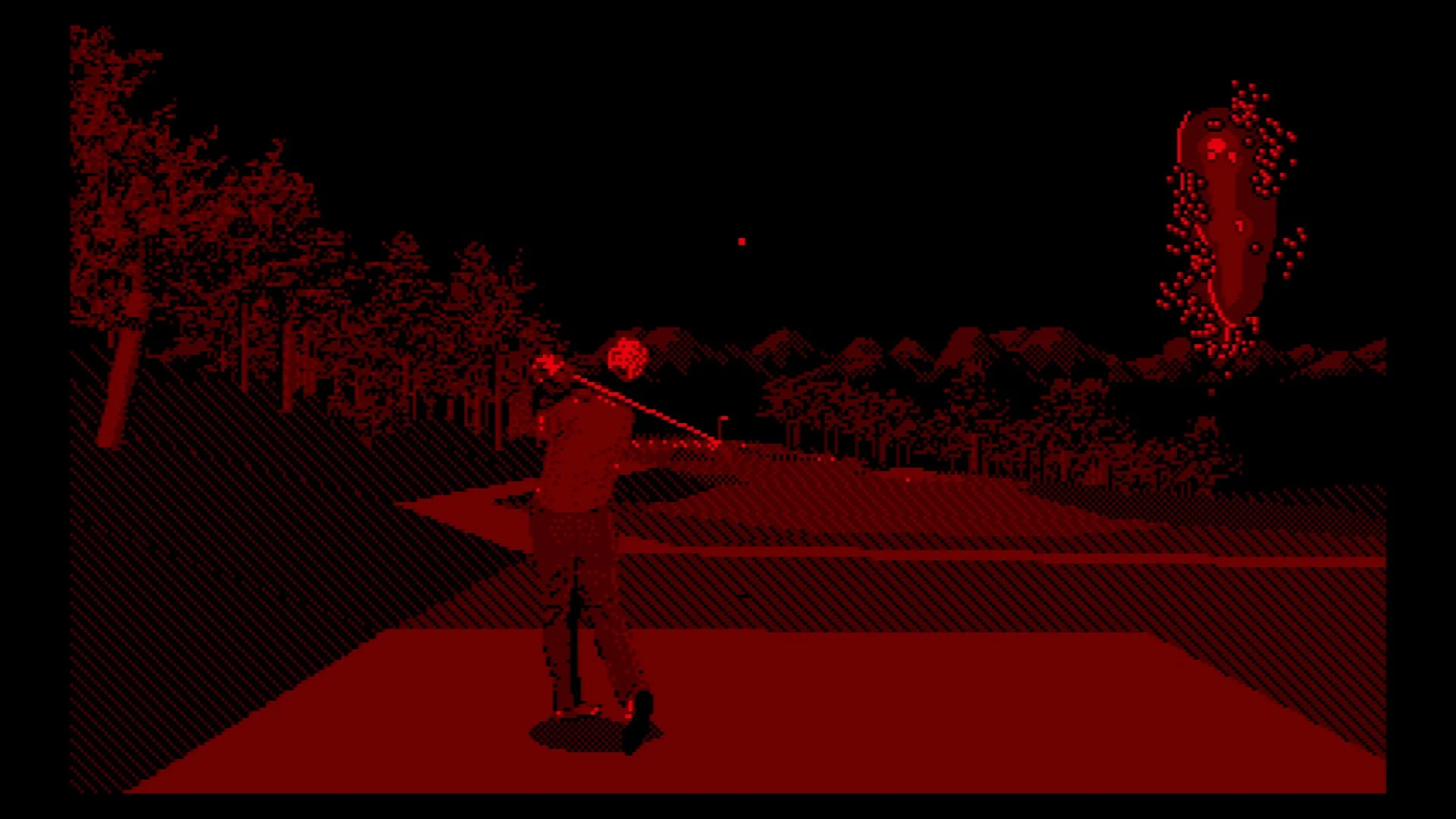 バーチャルボーイ『T&E ヴァーチャルゴルフ』のプレイヤーショット画面