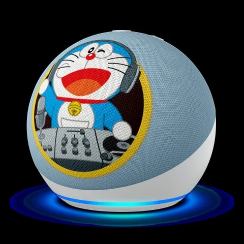 正面から見たEcho Dot（第5世代）ドラえもんエディション