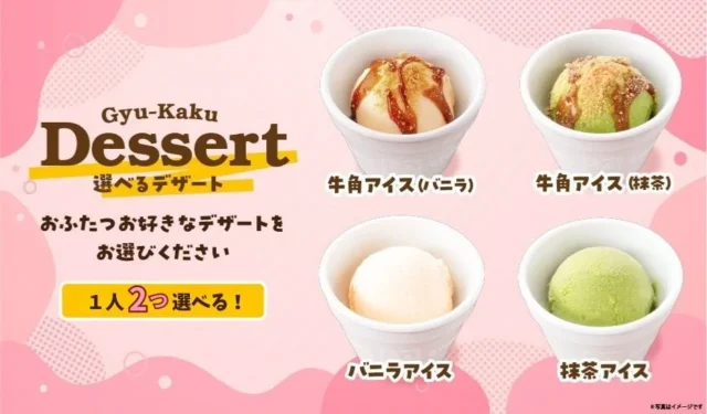 牛角 学生グループ限定食べ放題コース デザートメニュー(牛角アイス、バニラアイスなど)