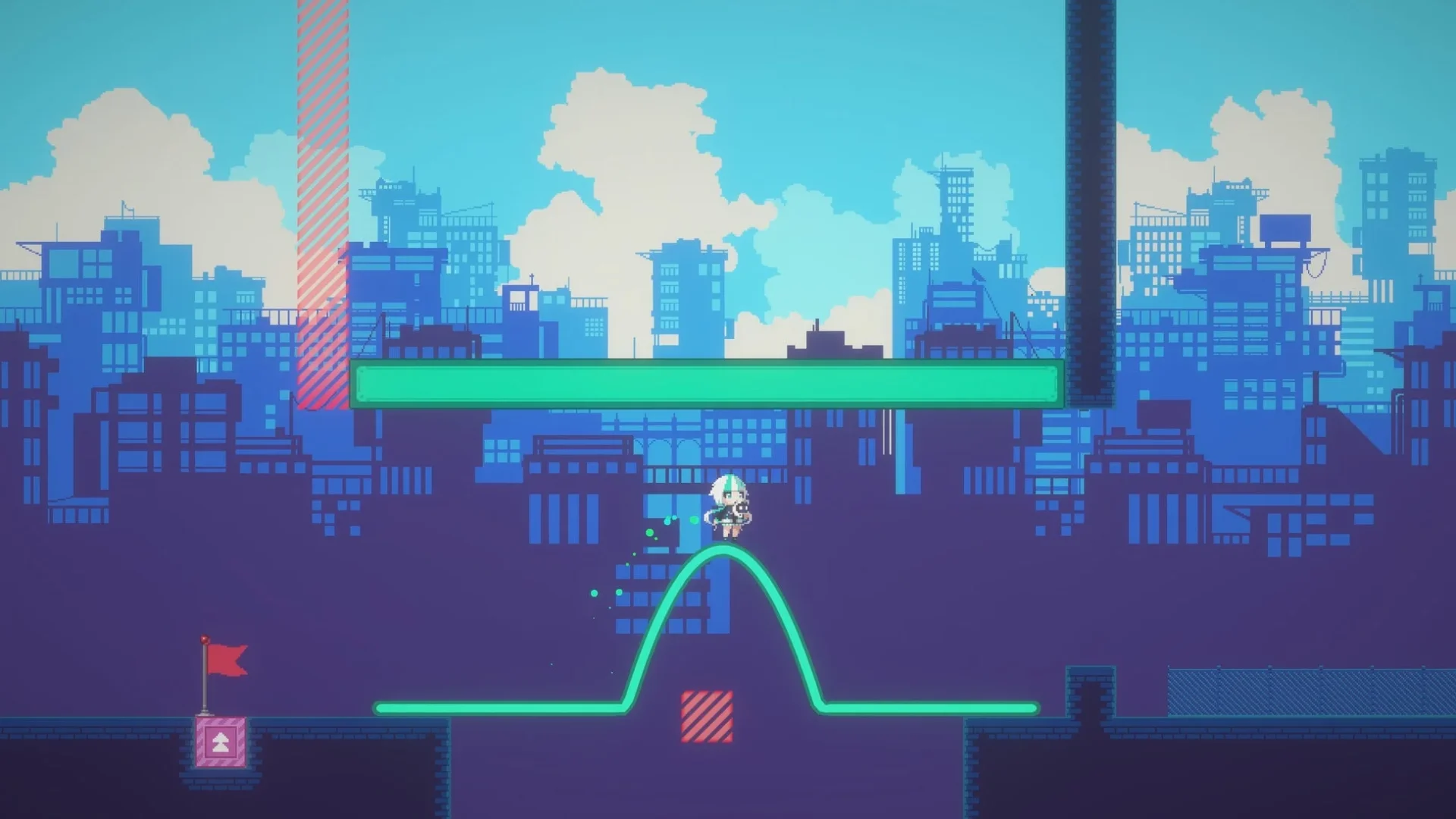 『トレイルレイル』のゲーム画面。軌跡が物理オブジェクトとして活用されている