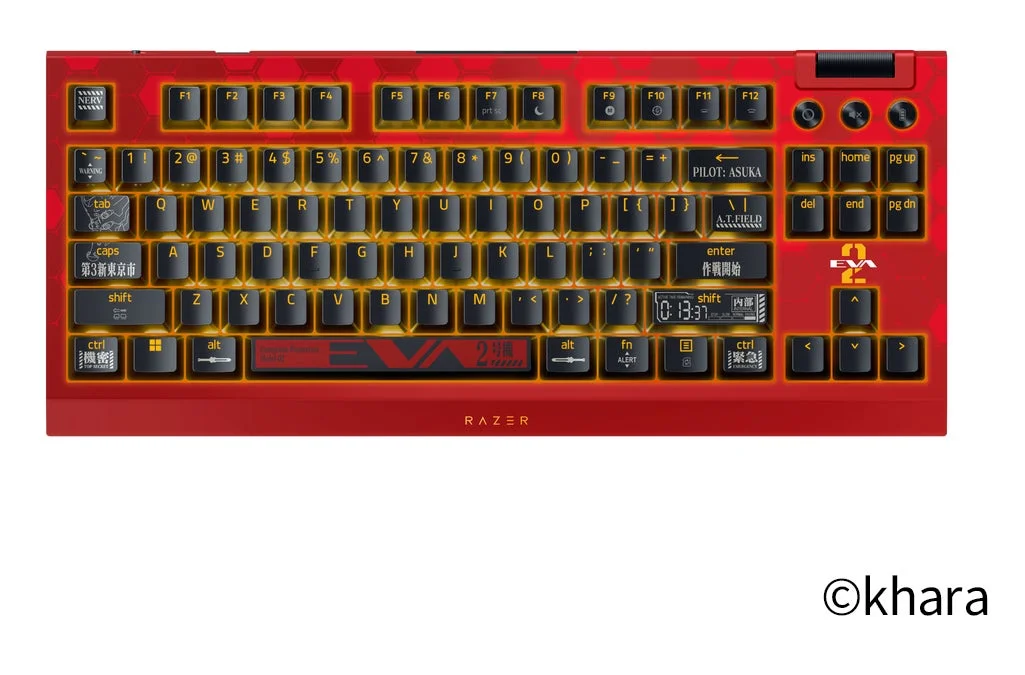 エヴァ2号機デザインのRazer BlackWidow V4 TKL HyperSpeedゲーミングキーボード