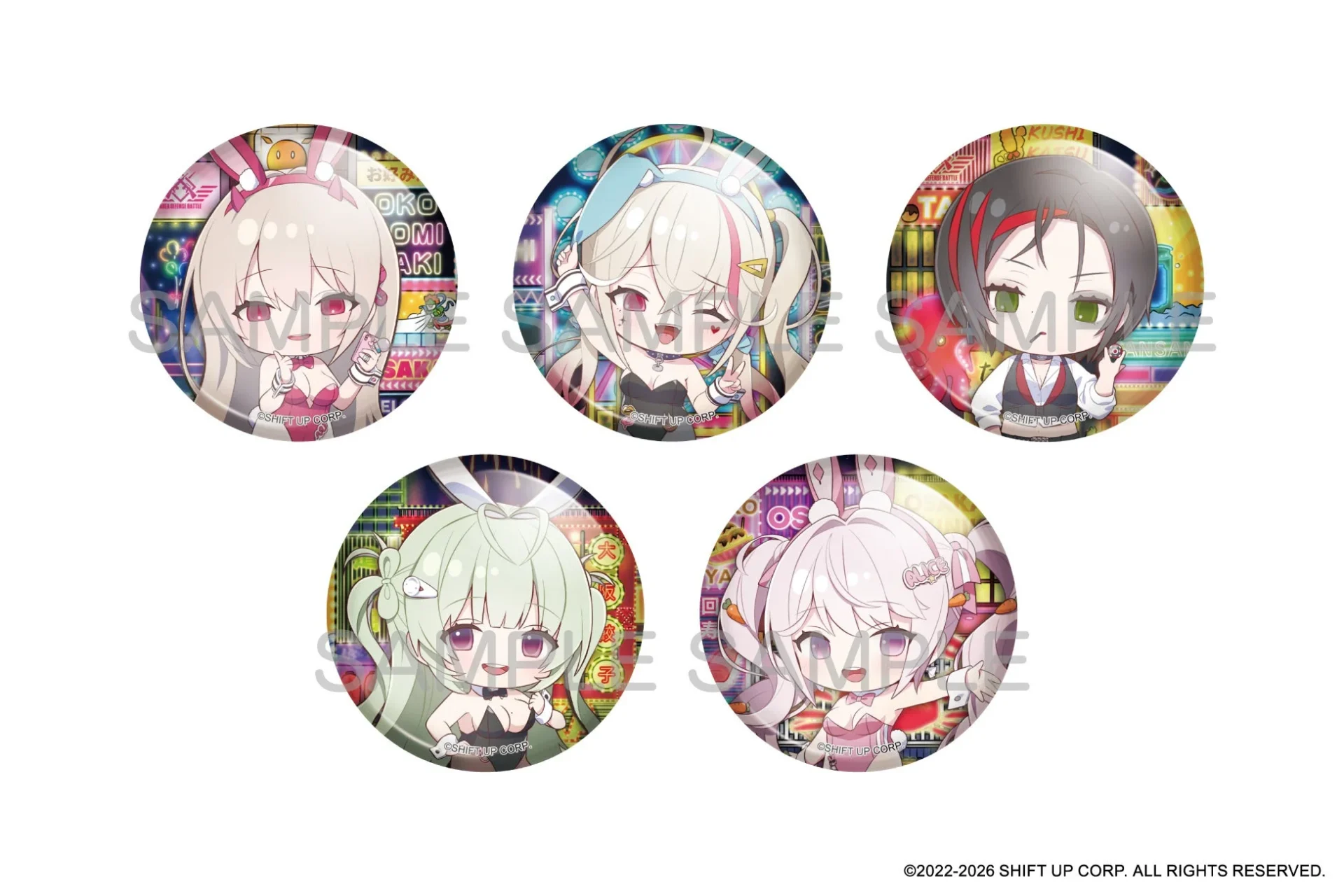 カジノ風衣装のニケたち缶バッジ全5種