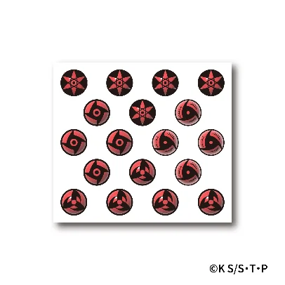 万華鏡写輪眼など写輪眼の様々な形態がデザインされたぷっくりシール
