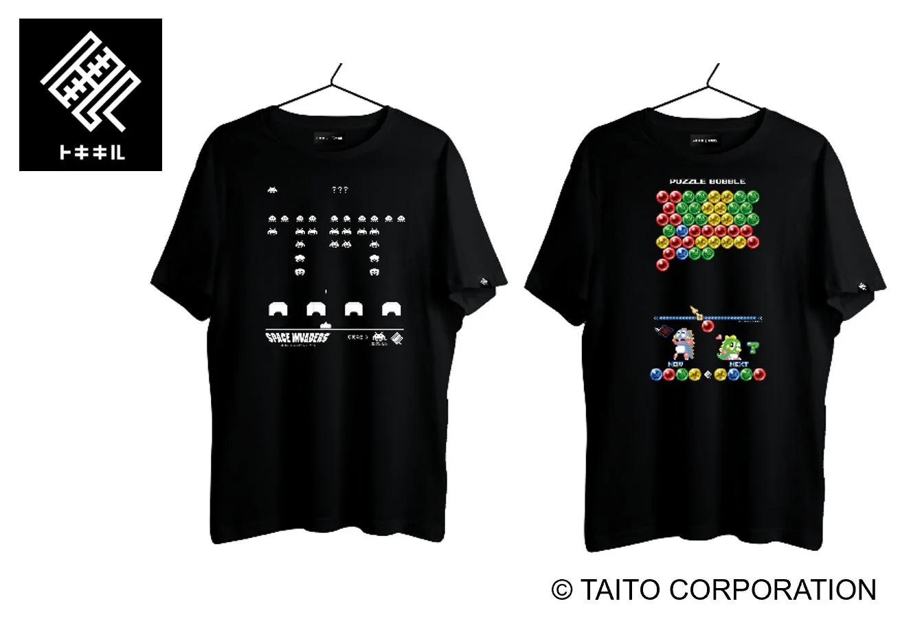 「トキキル」コラボのスペースインベーダーとパズルボブルTシャツ