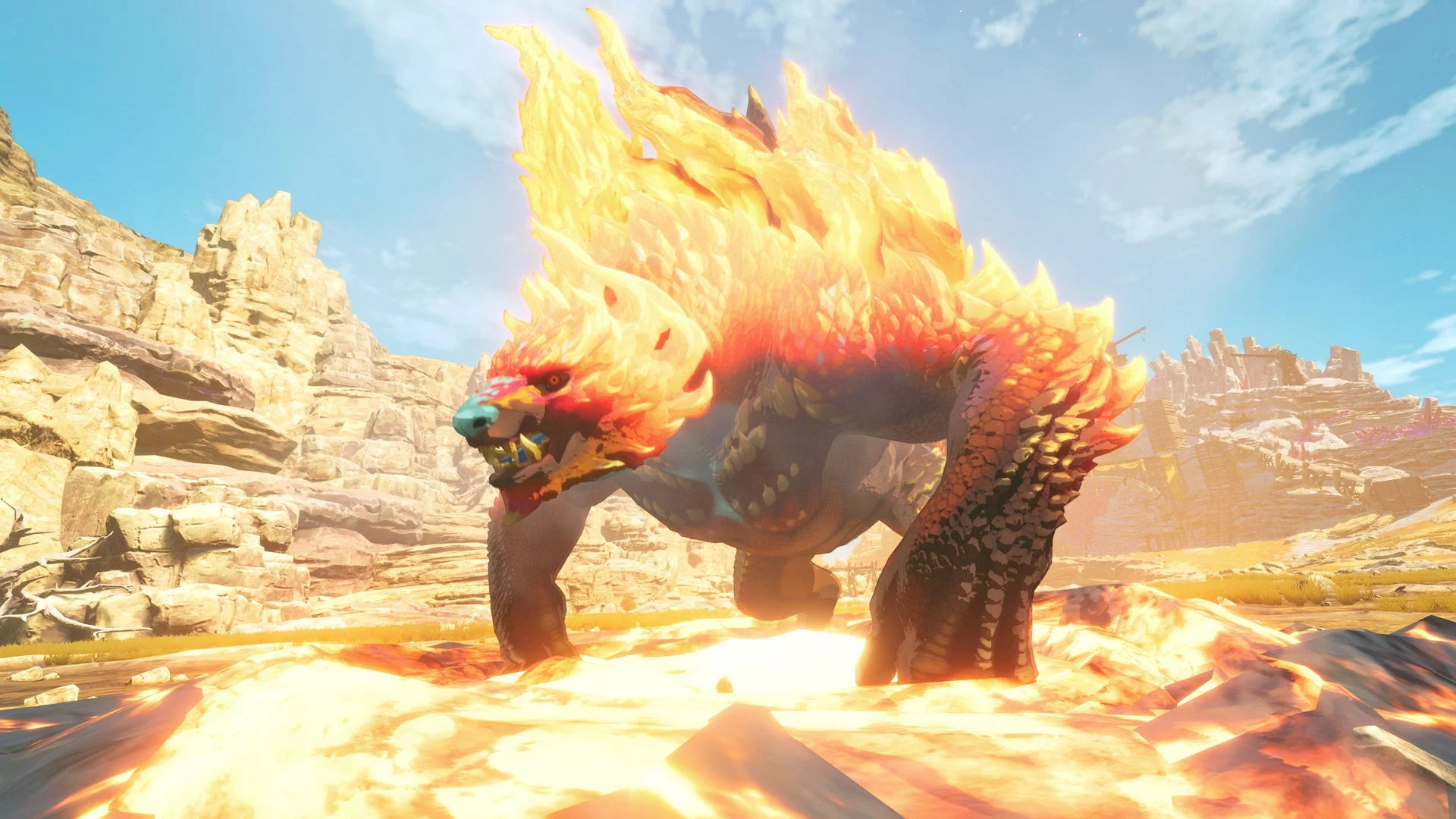 赫猿獣アジャラカンが炎をまとって立つ全身のゲーム画面