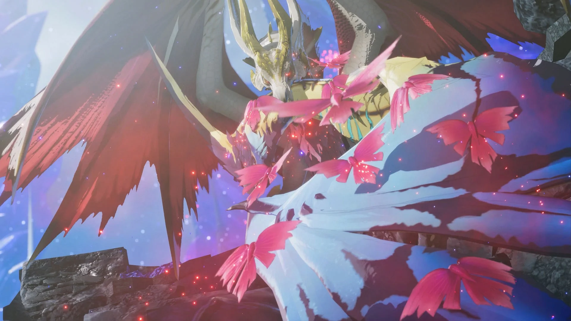 爵銀龍メル・ゼナが優雅に舞う姿のクローズアップ