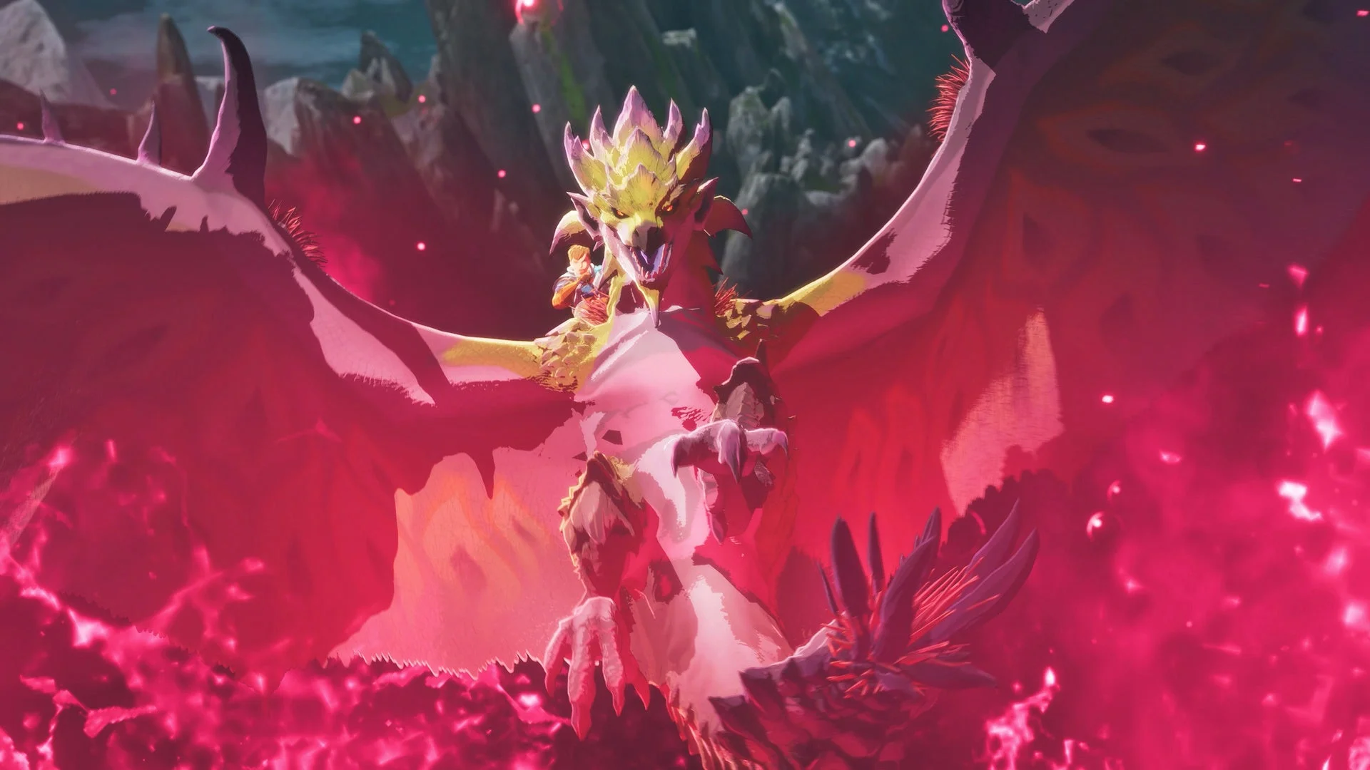 紫毒姫リオレイアが毒の煙をまとい咆哮するゲーム画面