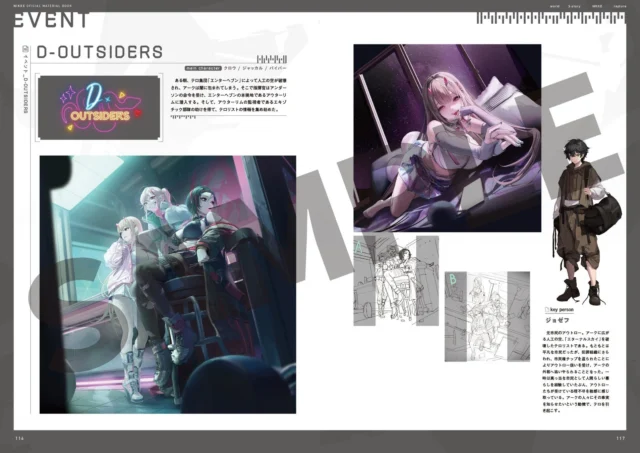 設定資料集内のイベント「D-OUTSIDERS」のイラストとキャラクター設定