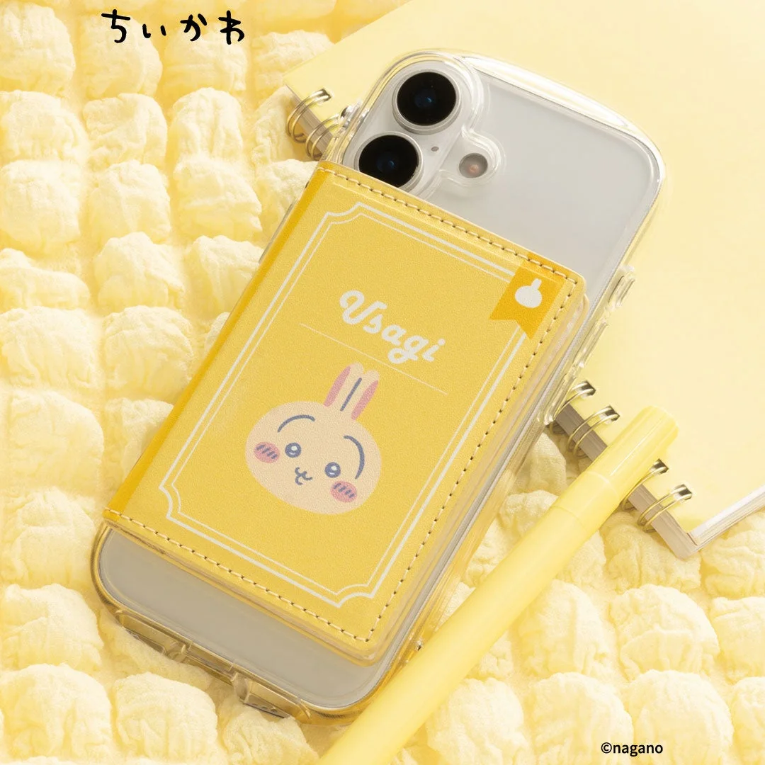 うさぎデザインのMagSafe対応カードウォレットを装着したiPhone