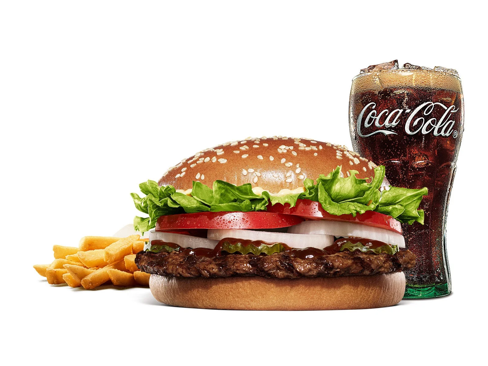 フレンチフライとドリンクが付いたスモーキーBBQワッパーセット