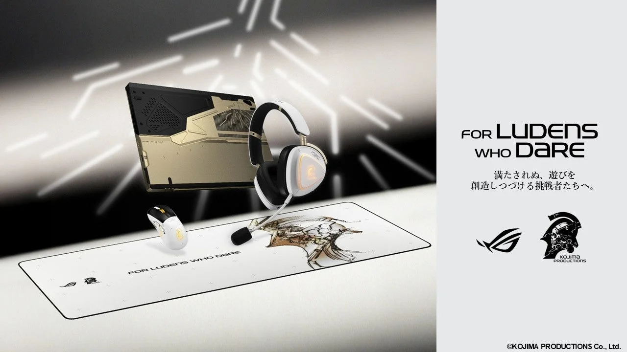 ROGとKOJIMA PRODUCTIONSコラボのゲーミングノートPC、ヘッドセット、マウス、マウスパッド