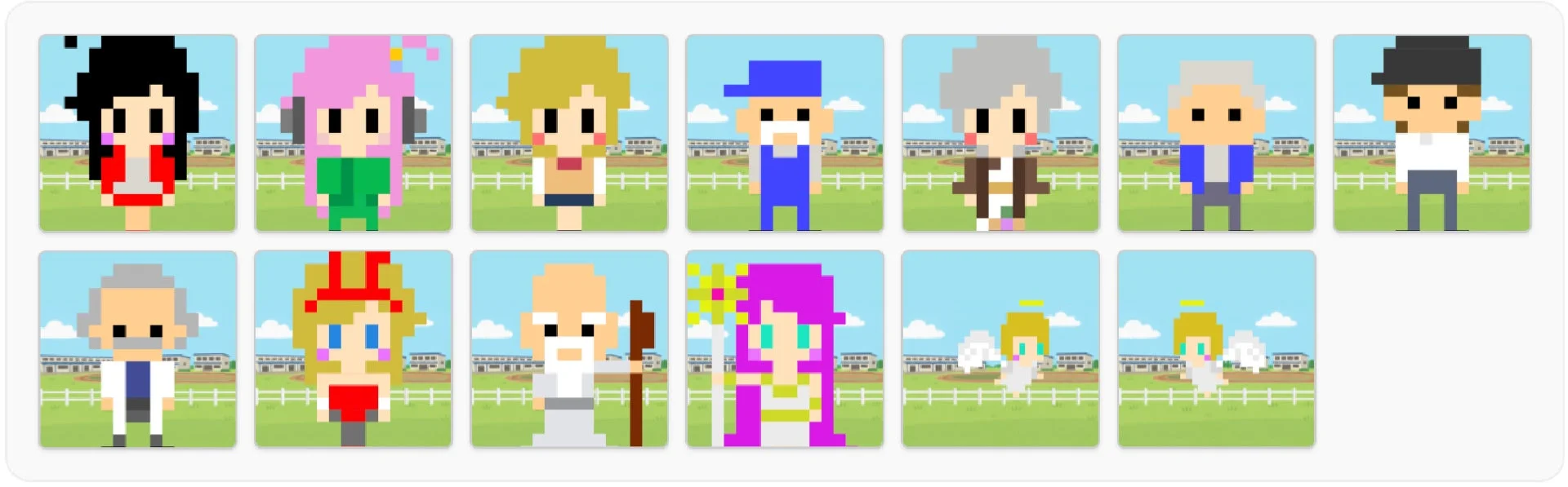 スゴロクダービーに登場するドット絵の個性豊かなキャラクターたち