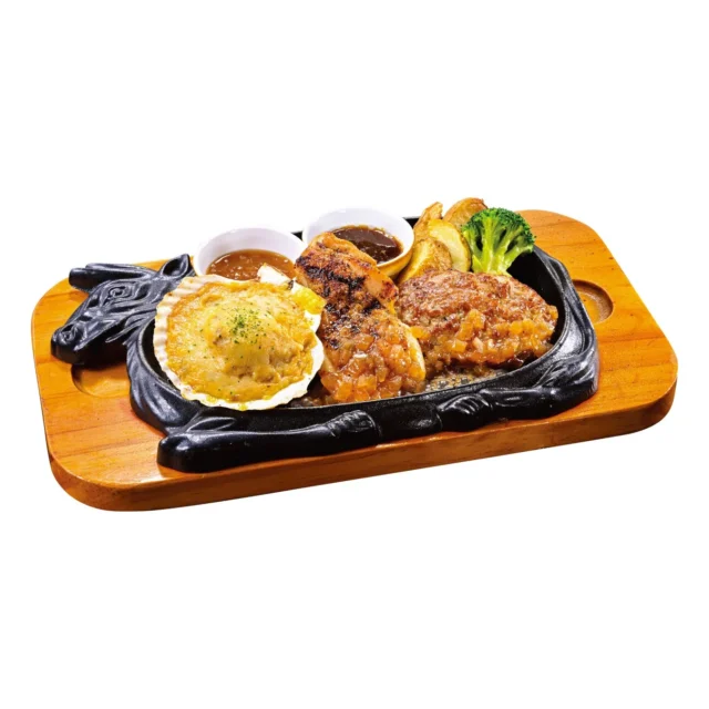 殻付きホタテのトリプルコンビネーション