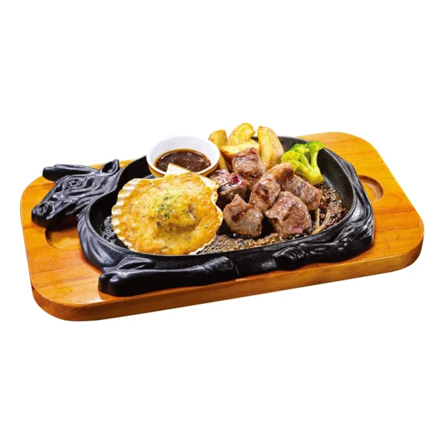 殻付きホタテとアンガスサーロインカットステーキ120gのセット