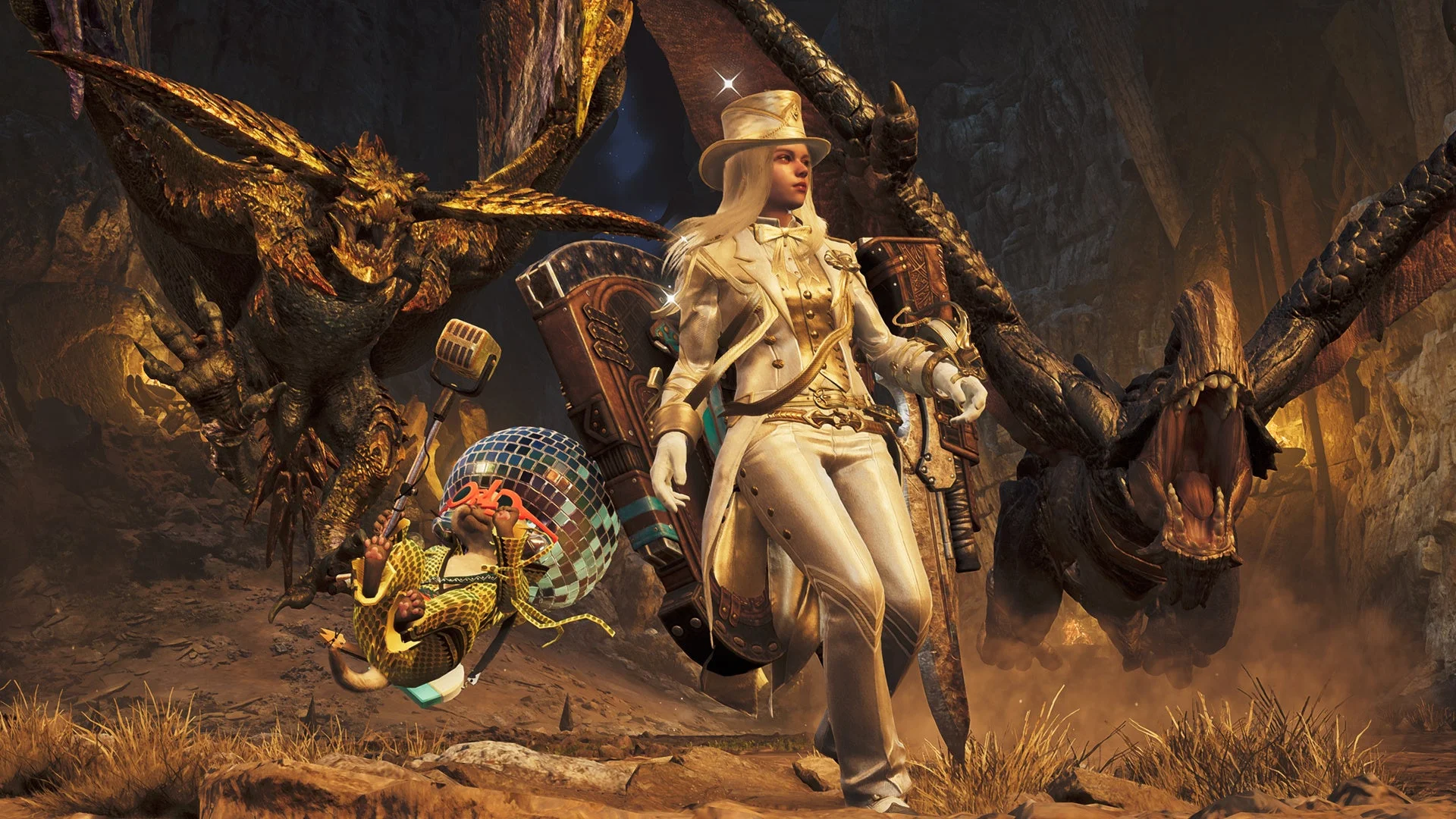 イベントクエスト「光彩陸離の輝きよ！」で煌びやかな装備を身につけたハンター。