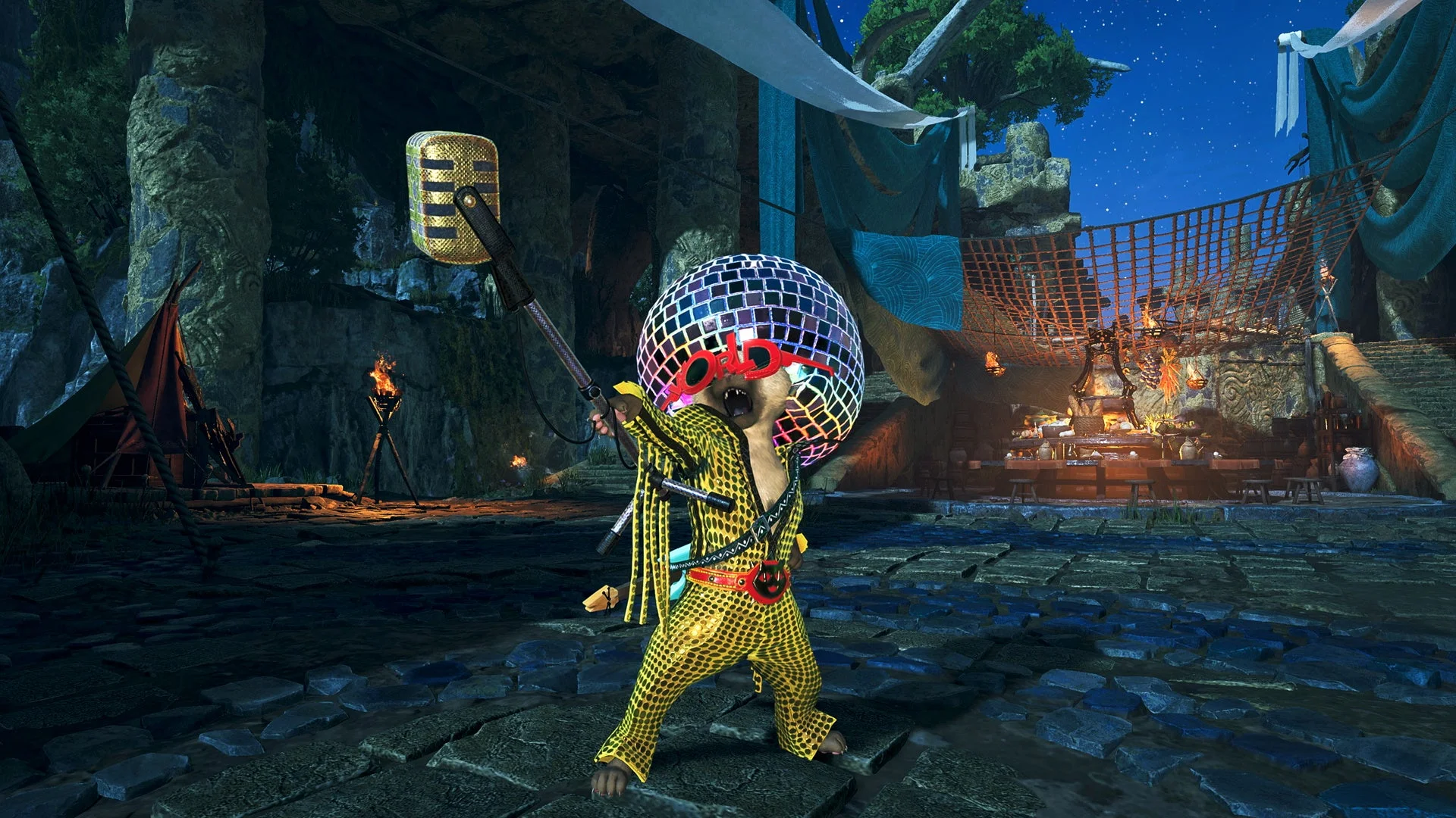 イベントクエスト「光彩陸離の輝きよ！」で入手できるオトモアイルー装備「スターネコαシリーズ」。