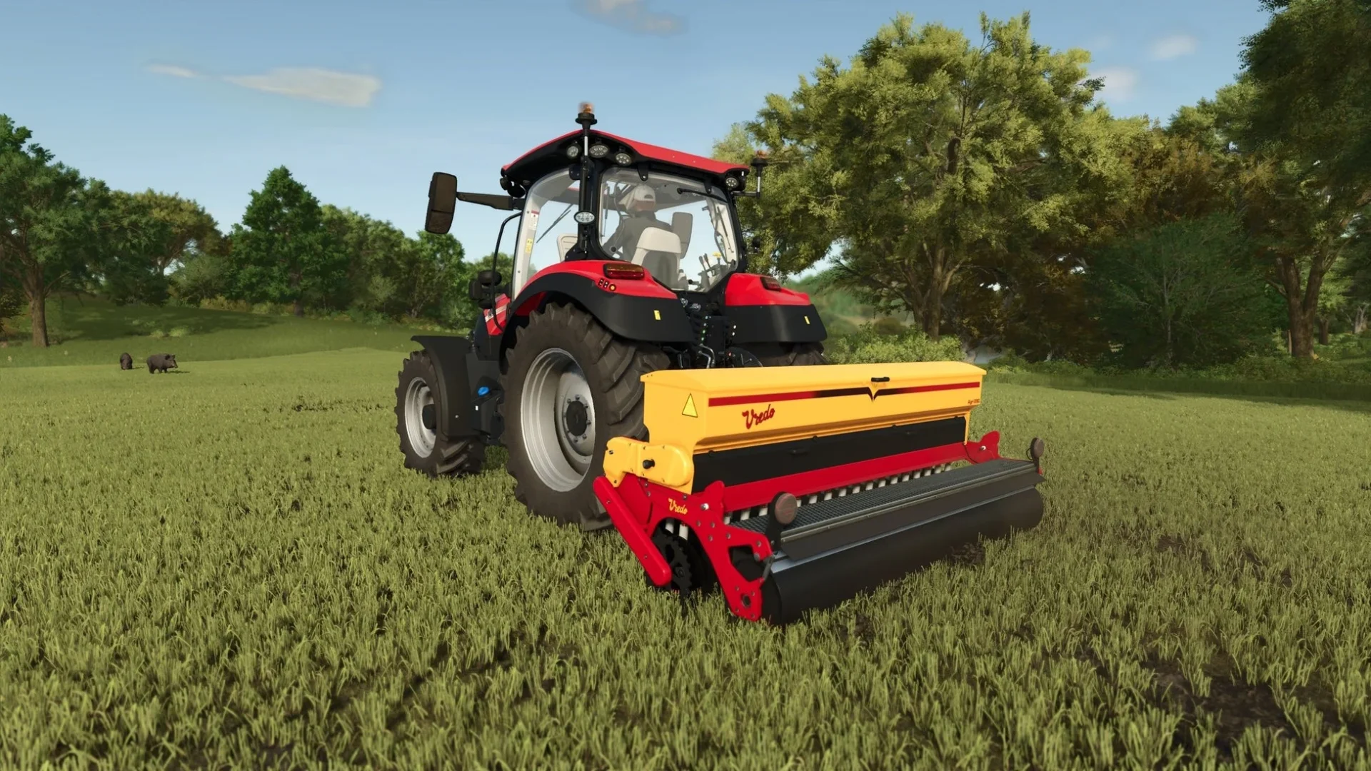 VREDO Packで登場する追播用アタッチメントを装着したトラクター