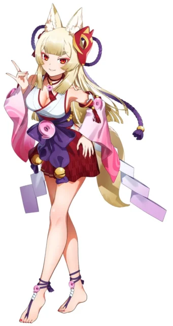 『狐のかえり道』に登場する狐巫女の全身キャラクターイラスト