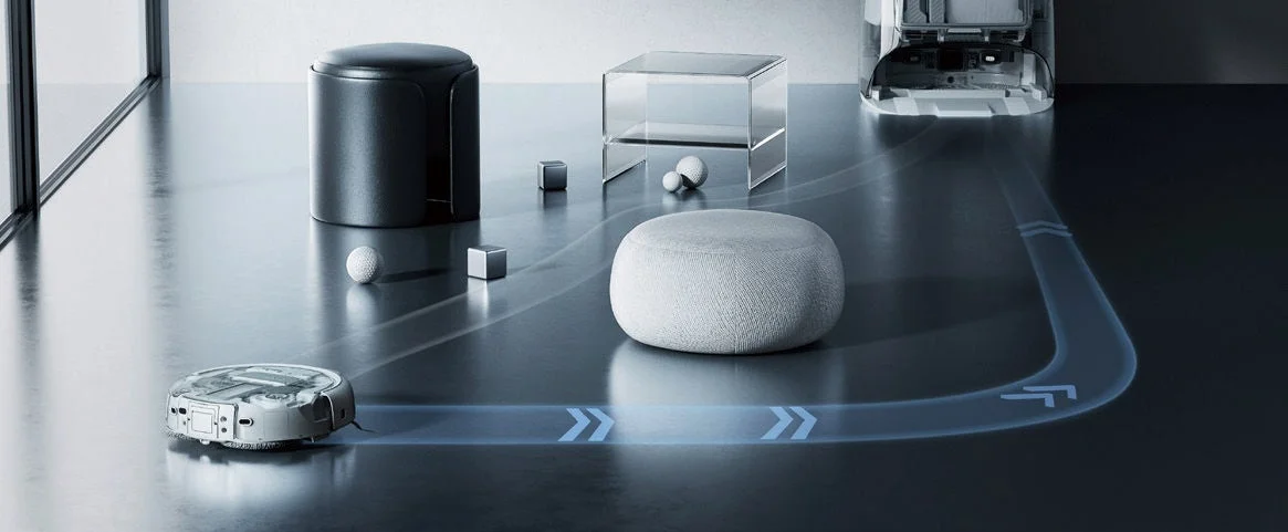 DJI ROMOが最適ルートを効率的に走行し清掃するイメージ