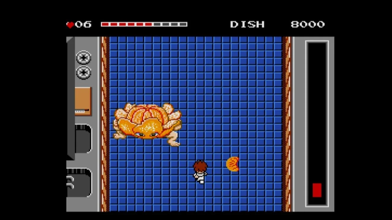 スーパーコックス MSX2の巨大ボスとの戦闘画面