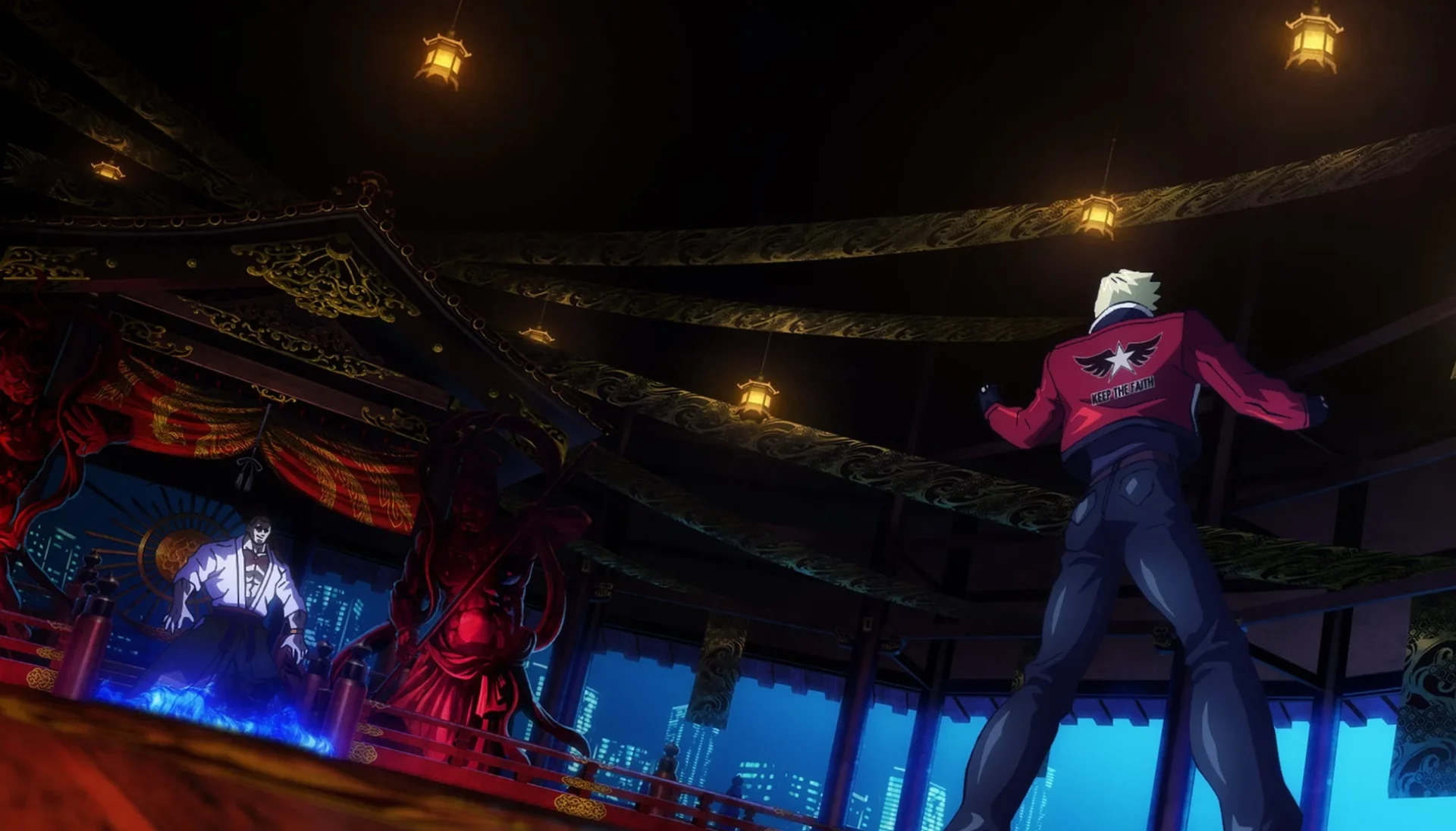 大張正己氏制作アニメーショントレーラーより、ナイトメアギースとロックが対峙するシーン