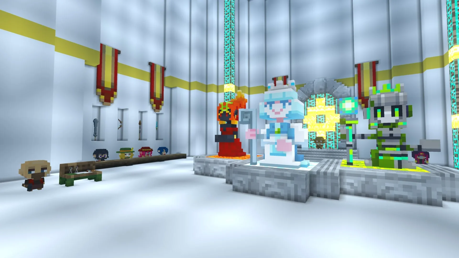 「4人の勇者」ワールド内のキャラクターと武器