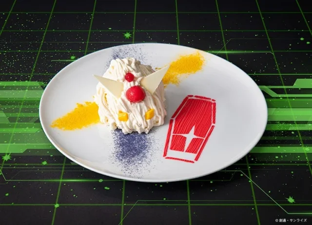 共通デザート「ガンダム（GQ）のモンブラン」の画像。