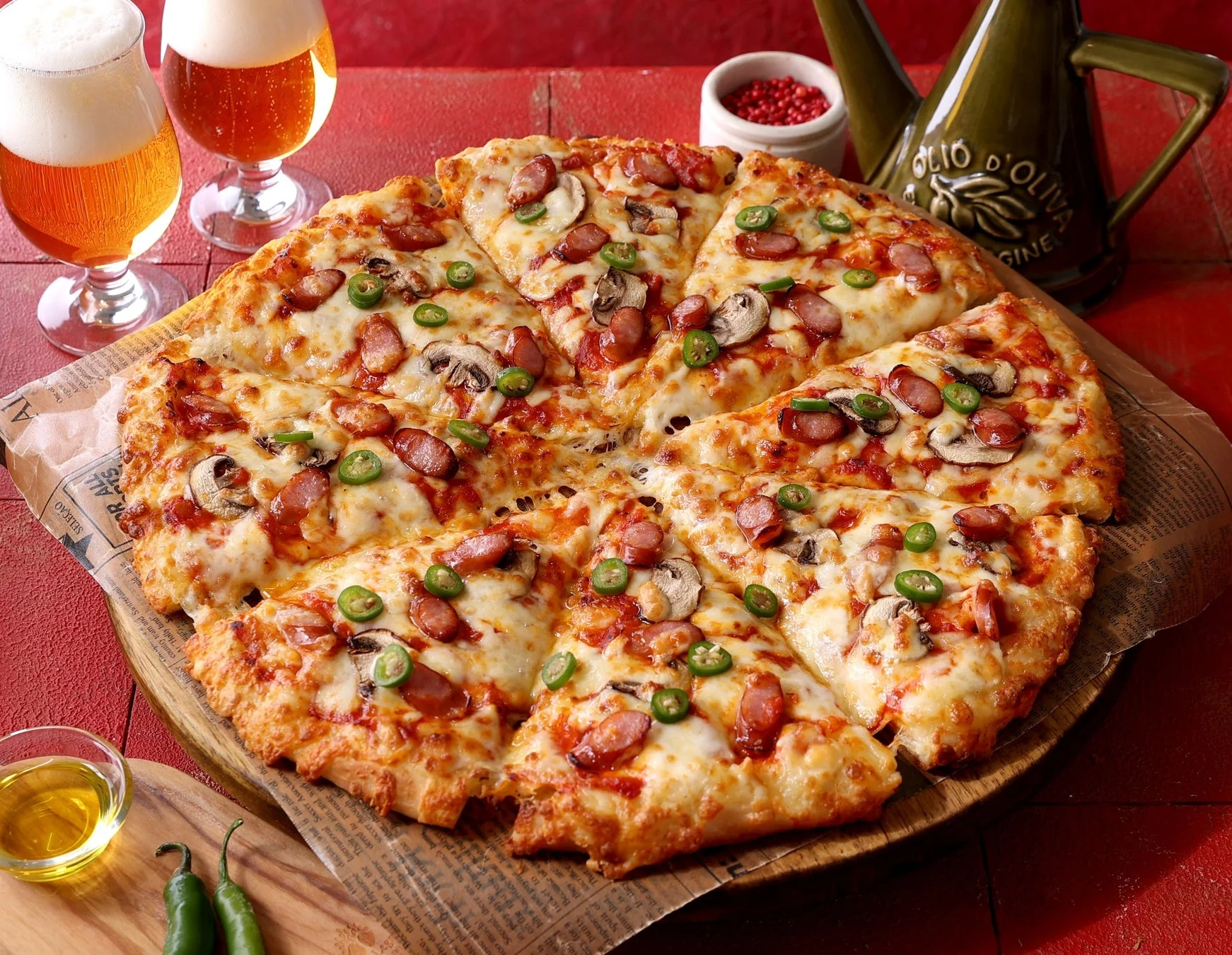 「セラーノペッパー&ソーセージ」の通常の辛さのピザ