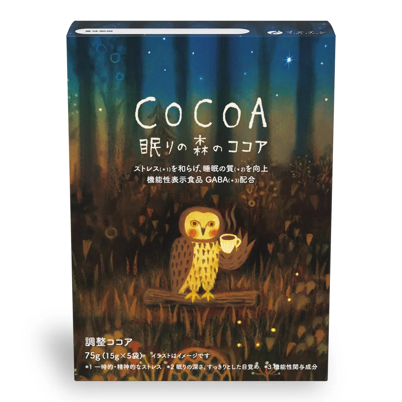 ファインの機能性表示食品「眠りの森のココア」の商品パッケージ