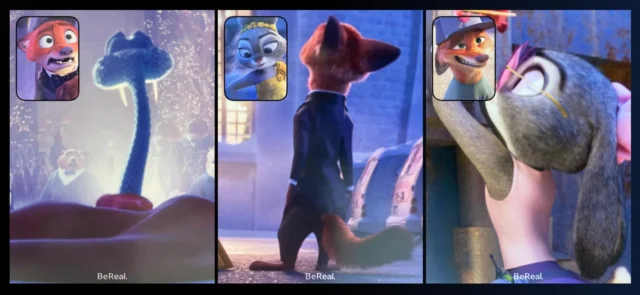 ジュディとニックがBeRealで投稿する映画の舞台裏や日常のワンシーン