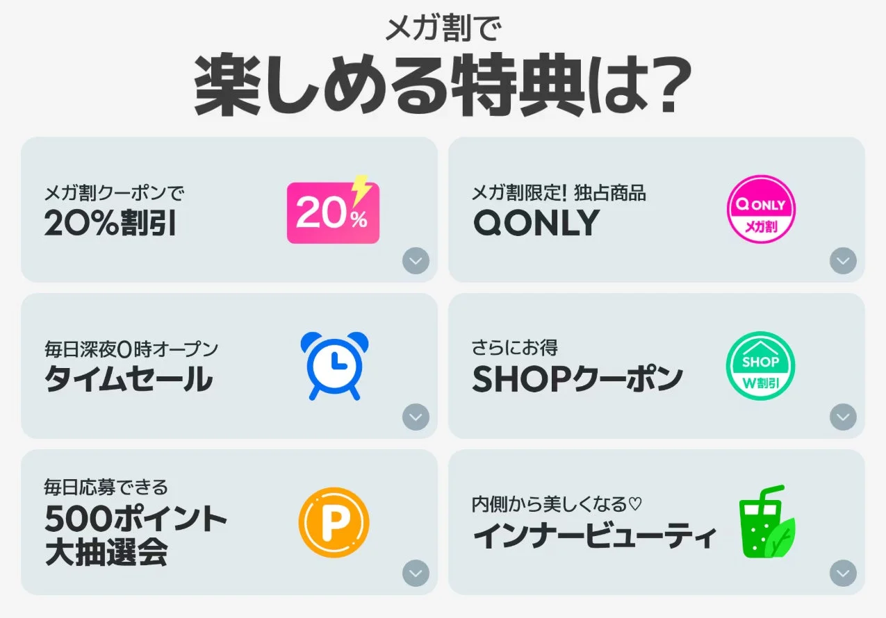 Qoo10メガ割で楽しめる特典一覧