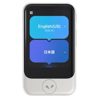 最新機種AI通訳機「ポケトークS2」の本体と翻訳画面