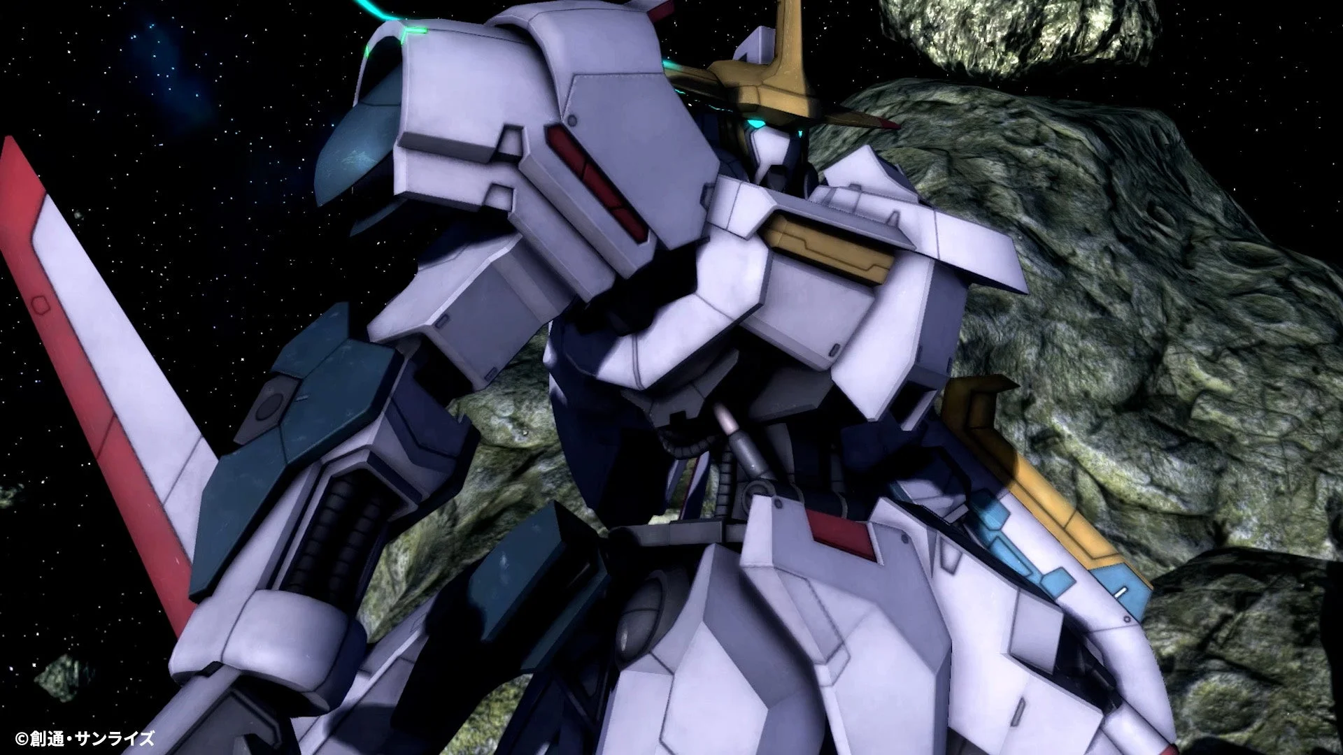 ガンダム・端白星がビームライフルを構えるゲーム内スクリーンショット