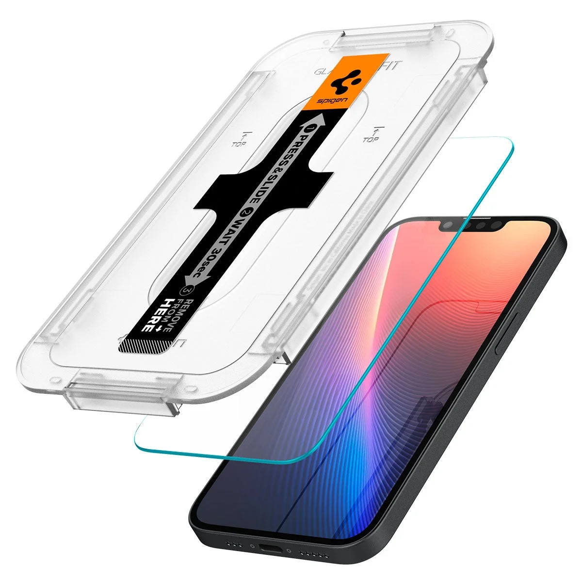 EZ Fitの強化ガラスフィルムを装着するイメージ