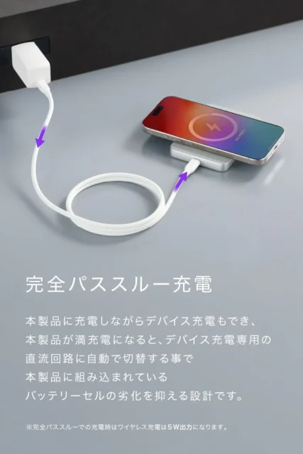 SMARTCOBY SLIMⅡ Wireless2.2 8Kの完全パススルー充電の様子