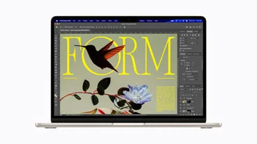 MacBook Proの画面に表示されたデザインアプリケーションのUI
