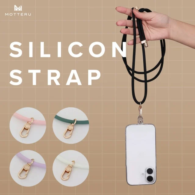 MOT-STRAP01 シリコン製スマホストラップの使用イメージとカラーバリエーション