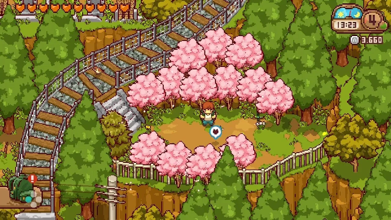 春の桜が咲き誇るお花見風景のゲーム画面